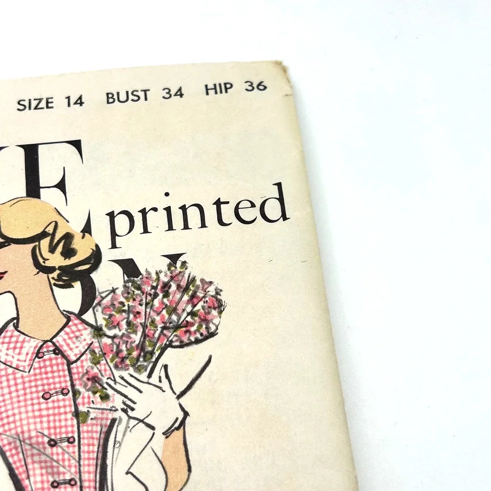 Vogue Vintage 1950's Pattern #9487 Women's‎ Button Front Flare Dress Size 14